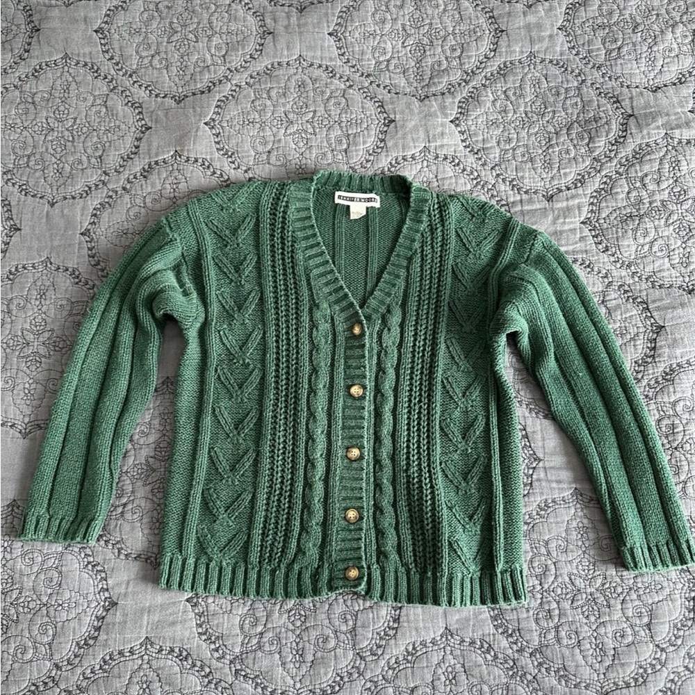Vintage Jennifer Moore Green Cable Knit Cardigan Sweater